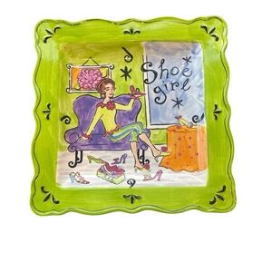 Trinket Dish Lunch Plate Shoe Girl Jennifer Brinley for Certified International